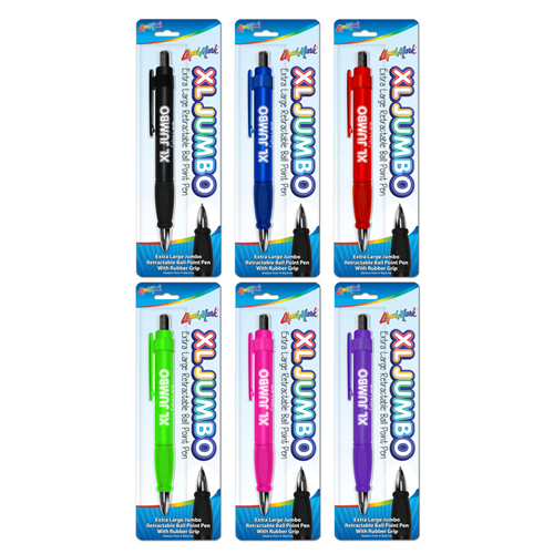 XL Jumbo - Extra Large Ball Point Pen w/ Rubber Grip - Assorted Colors