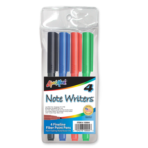 4 ct Note Writers® Fiber Point, Pocket Markers - Assorted