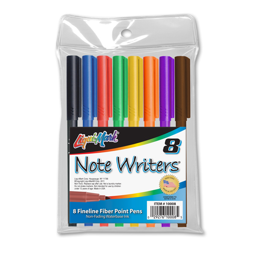 8 ct Note Writers® Fiber Point, Pocket Markers - Assorted