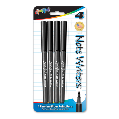 4 ct Note Writers® Fiber Point, Pocket Markers - Black