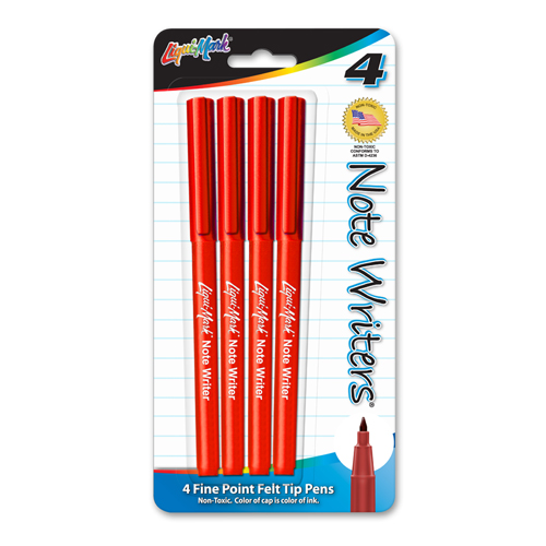 4 ct Note Writers® Fiber Point, Pocket Markers - Red