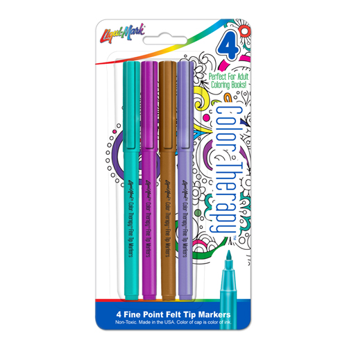 4 ct Color Therapy® Adult Coloring - Fine Point Felt Tip Markers - Teal, Fuchsia, Tan & Lavender