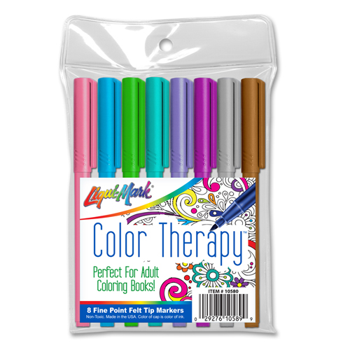 8 ct Color Therapy® Adult Coloring - Fine Point Felt Tip Markers - Fashion Colors