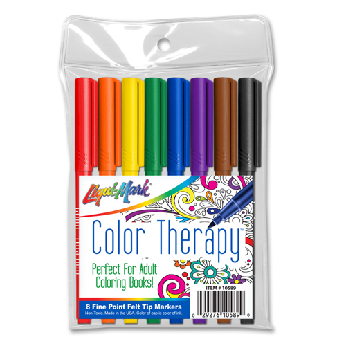 8 ct Color Therapy® Adult Coloring - Fine Point Felt Tip Markers - Classic Colors