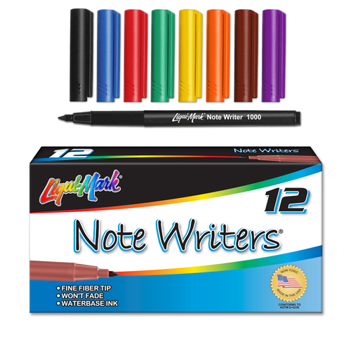 12 ct Note Writers® Fiber Point, Pocket Markers - Assorted
