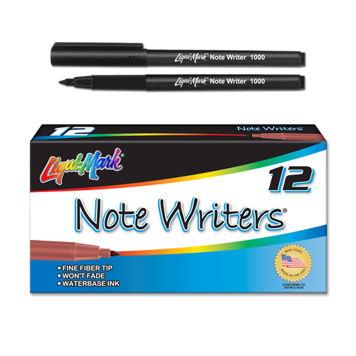 12 ct Note Writers® Fiber Point, Pocket Markers - Black