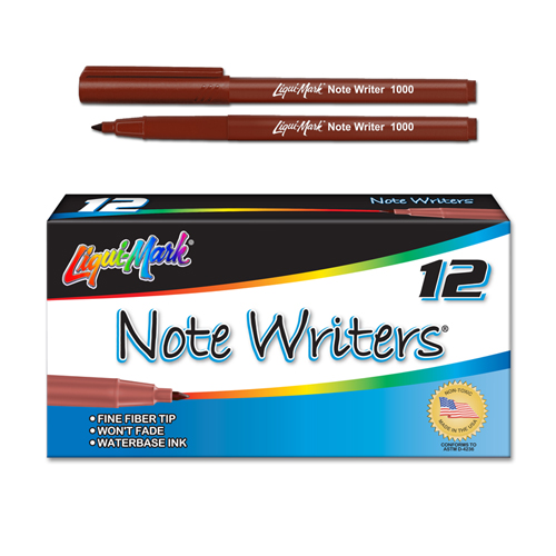 12 ct Note Writers® Fiber Point, Pocket Markers - Brown