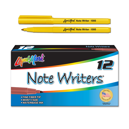 12 ct Note Writers® Fiber Point, Pocket Markers - Yellow