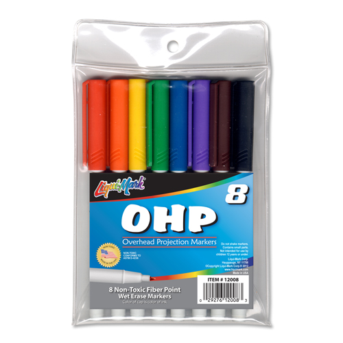 8 ct Fiber Point OHP Markers - Assorted