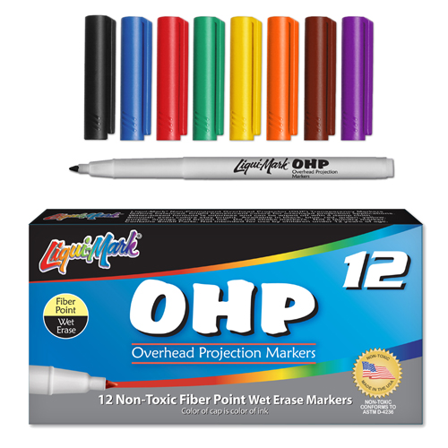 12 ct Fiber Point OHP Markers - Assorted