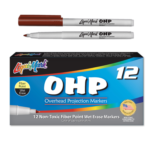 12 ct Fiber Point OHP Markers - Brown