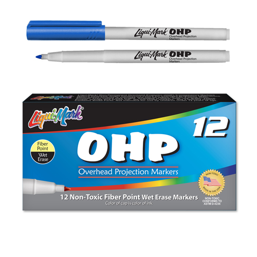12 ct Fiber Point OHP Markers - Blue
