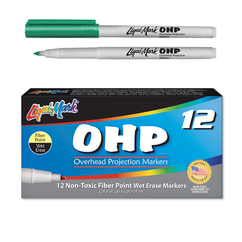 12 ct Fiber Point OHP Markers - Green