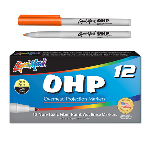 12 ct Fiber Point OHP Markers - Orange