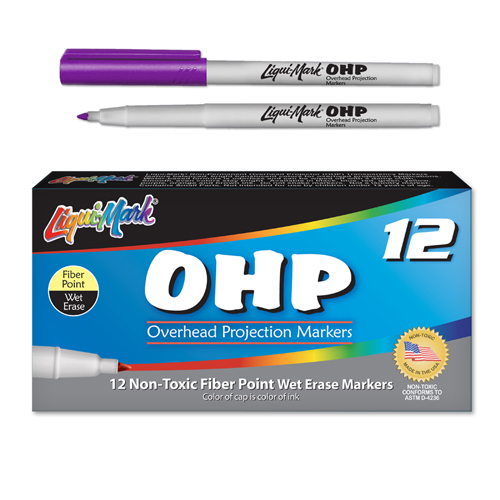 12 ct Fiber Point OHP Markers - Purple