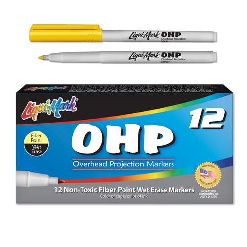 12 ct Fiber Point OHP Markers - Yellow