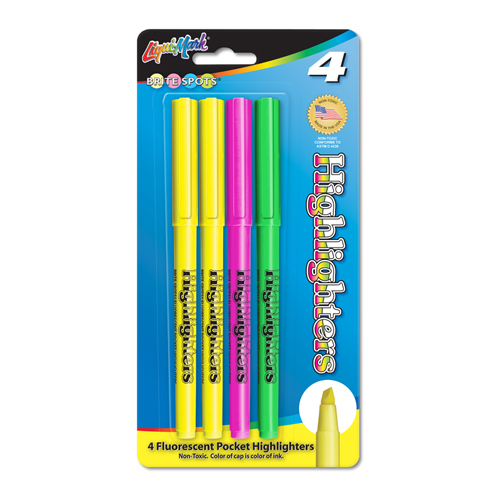 4 ct Brite Spots® Pocket Highlighters - Assorted
