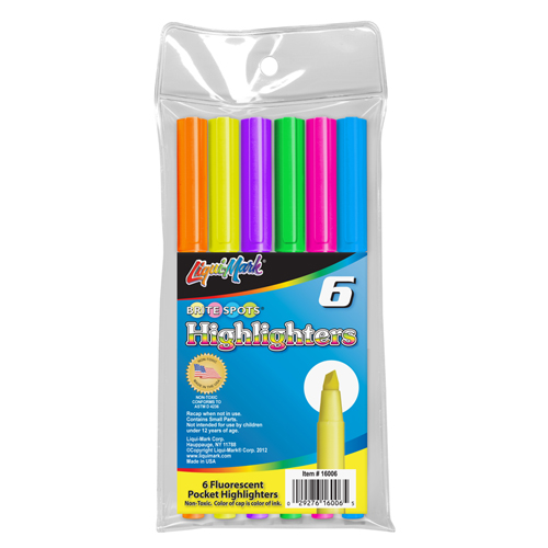6 ct Brite Spots® Pocket Highlighters - Assorted