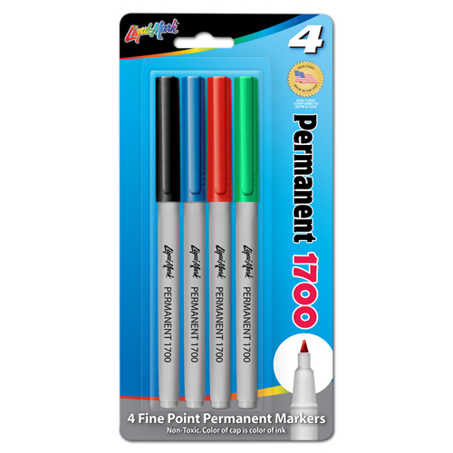 4 ct Permanent Extra Fine, Pocket Markers - Assorted