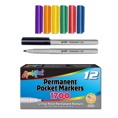 12 ct Permanent Extra Fine, Pocket Markers - Assorted