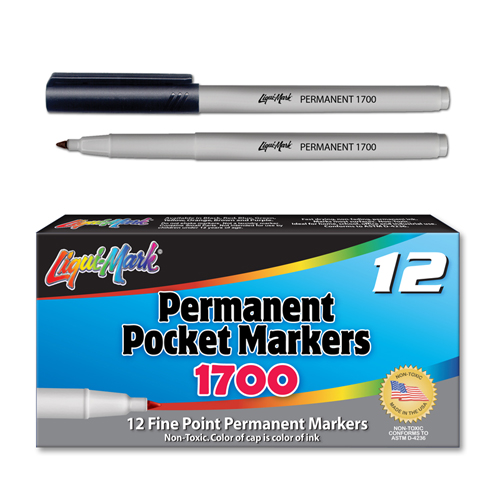 12 ct Permanent Extra Fine, Pocket Markers - Black