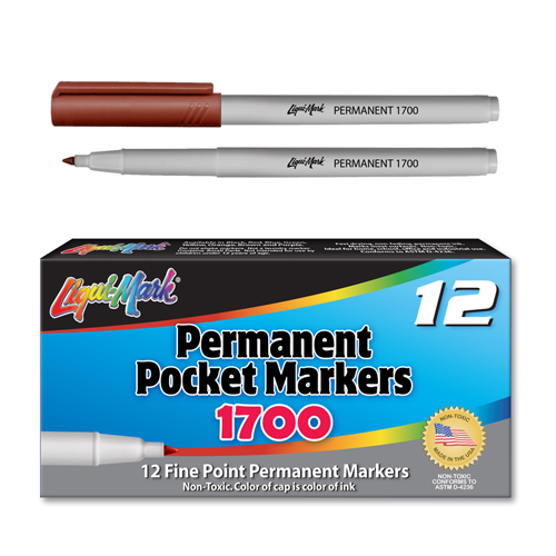 12 ct Permanent Extra Fine, Pocket Markers - Brown