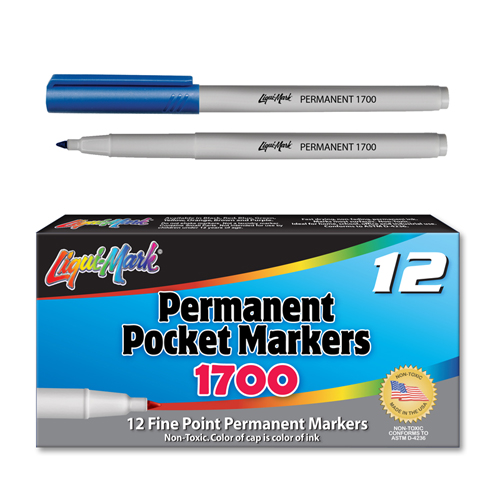 12 ct Permanent Extra Fine, Pocket Markers - Blue