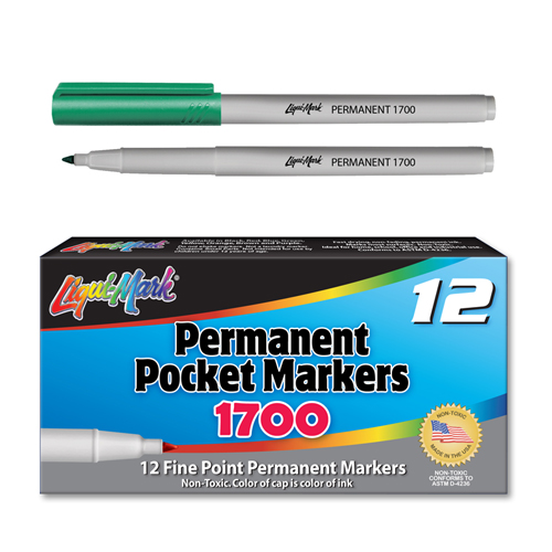 12 ct Permanent Extra Fine, Pocket Markers - Green