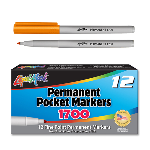 12 ct Permanent Extra Fine, Pocket Markers - Orange