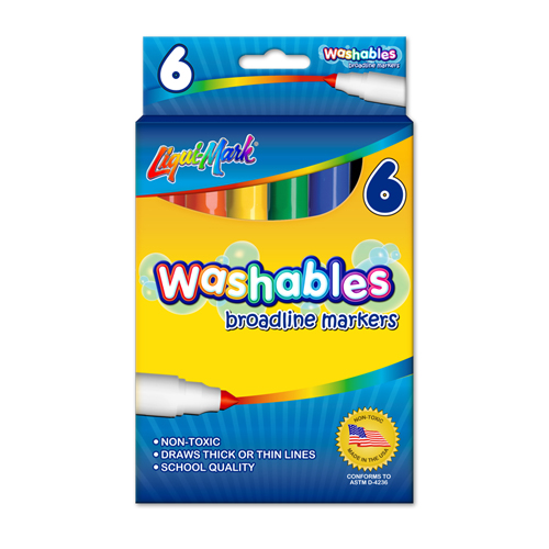 6 ct Broadline Washable Coloring Markers - Assorted