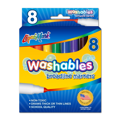 8 ct Broadline Washable Coloring Markers - Assorted