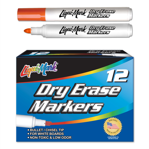 12 ct Broadline, Bullet Tip Dry Erase Markers- Orange