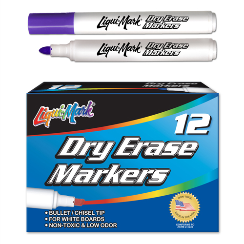 12 ct Broadline, Bullet Tip Dry Erase Markers- Purple
