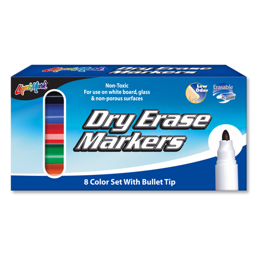 8 ct Broadline, Bullet Tip Dry Erase Markers - Assorted