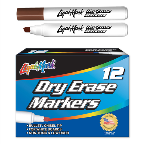 12 ct Broadline, Chisel Tip Dry Erase Markers- Brown