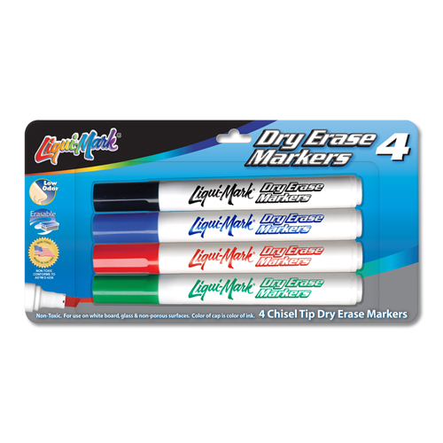 4 ct Broadline, Chisel Tip Dry Erase Markers - Assorted