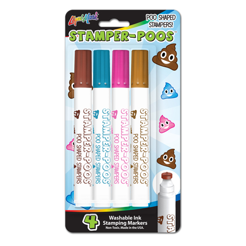 4 ct Stamper-Poos™ - Poo Shaped Washable Ink Stamping Markers