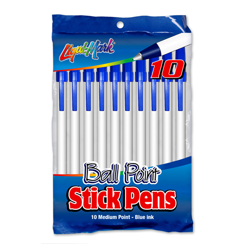 10 ct Medium Point Stick Pens - Blue