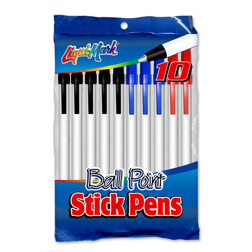 10 ct Medium Point Stick Pens - Assorted
