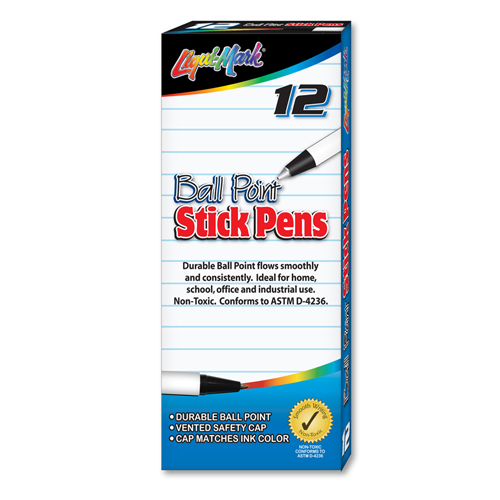 12 ct Medium Point Stick Pens - Black