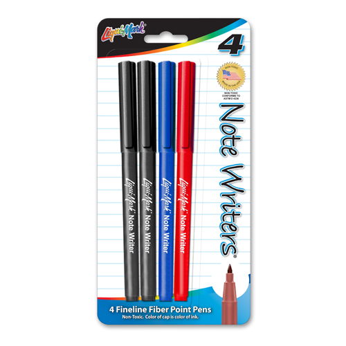4 ct Note Writers® Fiber Point, Pocket Markers - Assorted