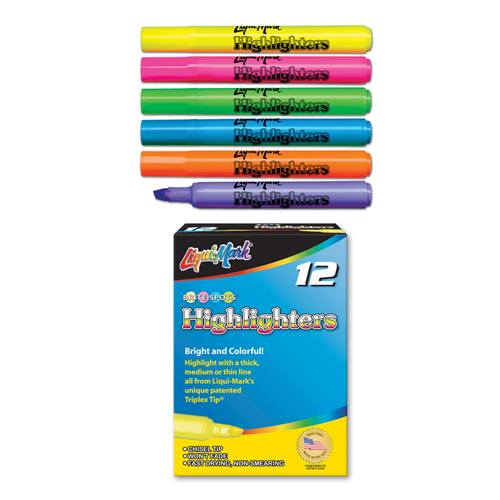 12 ct Broadline Fluorescent Highlighters - Assorted