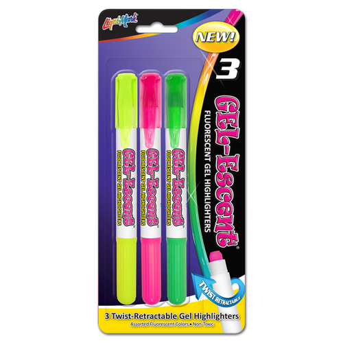3 ct Gel-Brite™ Twist-Retractable Gel Highlighters - Assorted