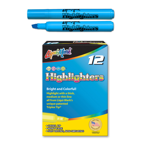 12 ct Broadline Fluorescent Highlighters - Blue