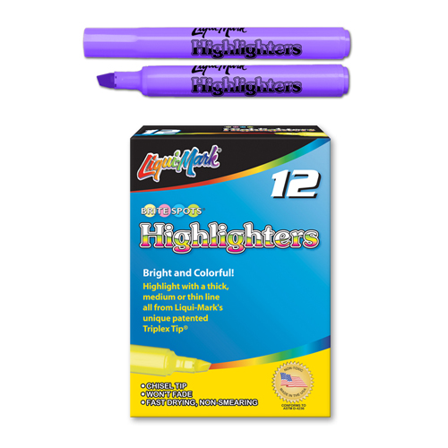 12 ct Broadline Fluorescent Highlighters - Lavender