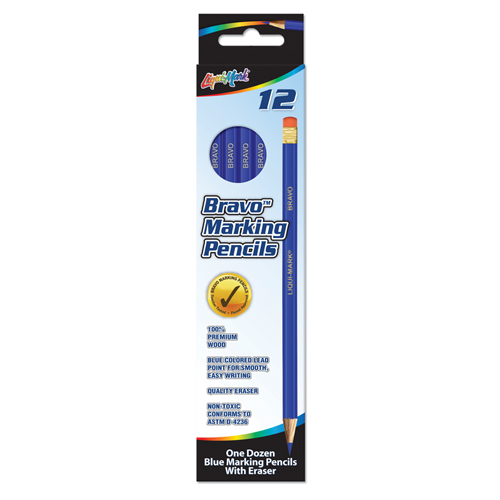 12 ct Bravo™ Marking Pencils with Eraser - Blue Lead