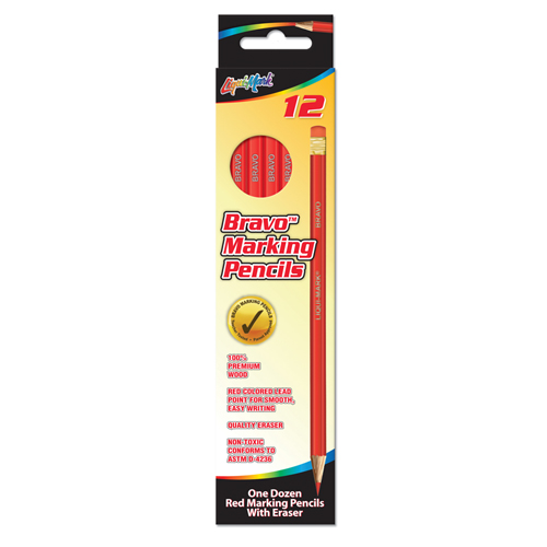 12 ct Bravo™ Marking Pencils with Eraser - Red Lead