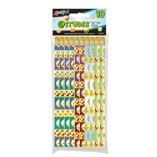 10 ct #2 HB @iTUDES™ Emoji Silly Face Fashion Pencils with Eraser