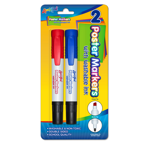 2 ct Washable Poster Markers - Red & Blue