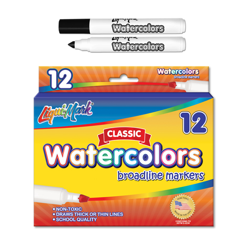 12 ct Broadline, Conical Tip Watercolor Markers - Black